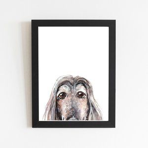 Afghan Hound Dog Print, Watercolor Illustration Drawing, Peek a Boo Pet Decor